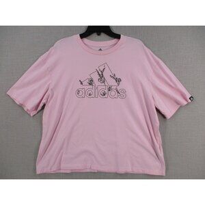 Adidas Soft Pink Floral Logo Graphic Tee Size XL Womens Casual Shirt